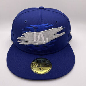Men's New Era Royal Los Angeles Dodgers Logo Tear 59FIFTY Fitted Hat 7 1/4
